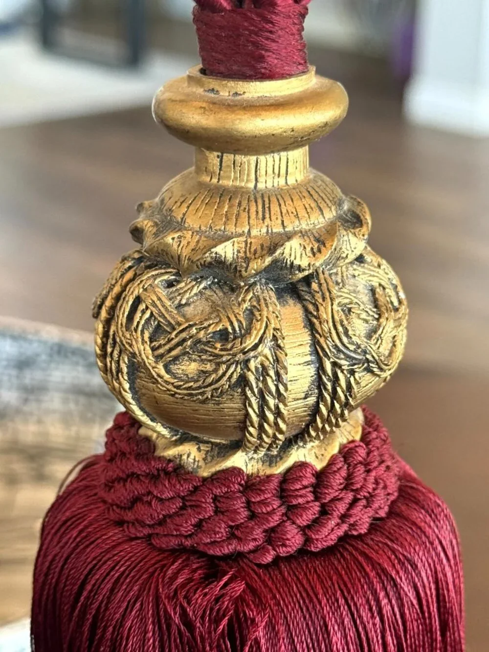 Burgundy and Gold Curtain Drapery Tie-Back Tassel 24